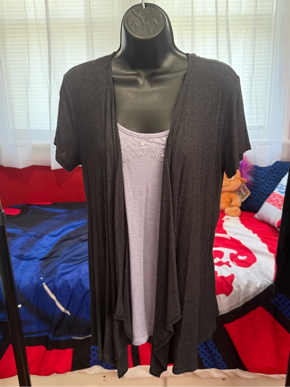 Women's Short Sleeve Cardigan and Tank Top Set